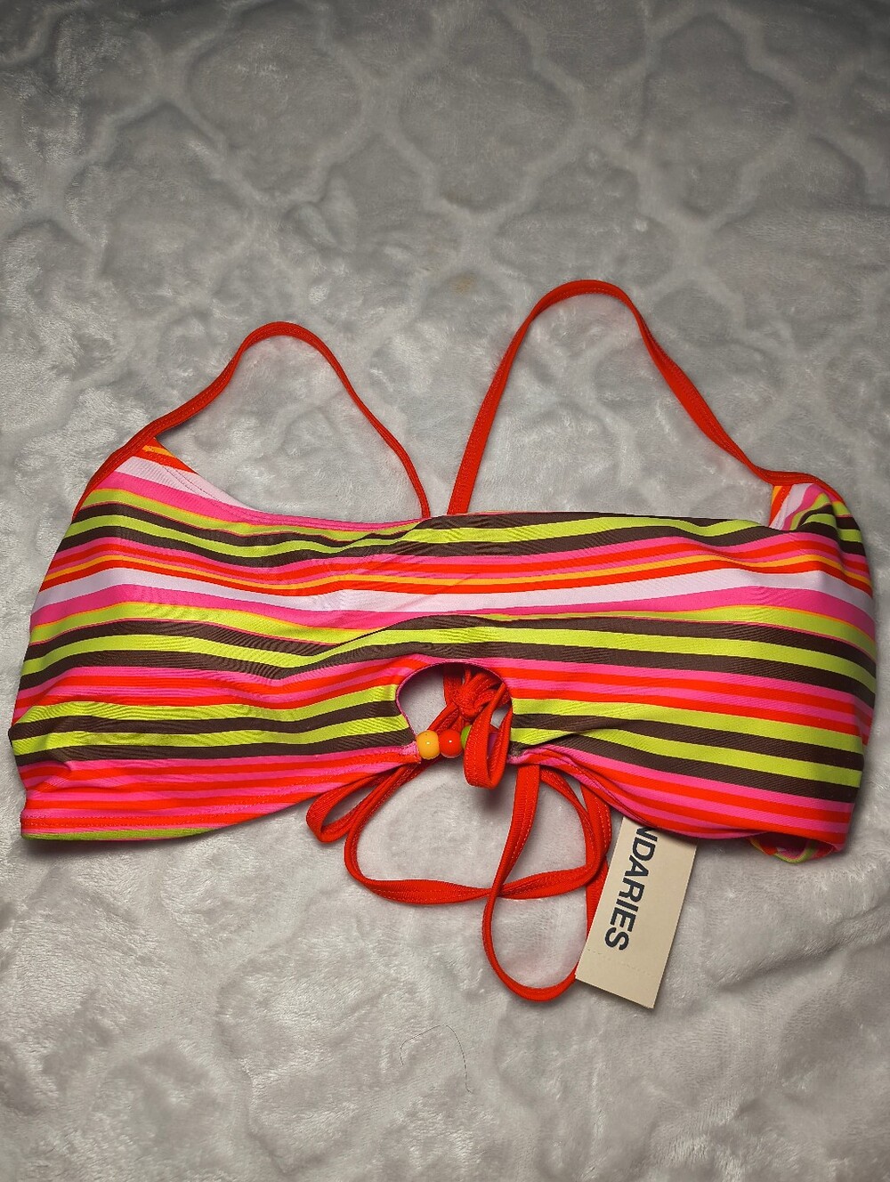 No Boundaries Colorful Multi Stripes Bikini Top NWT